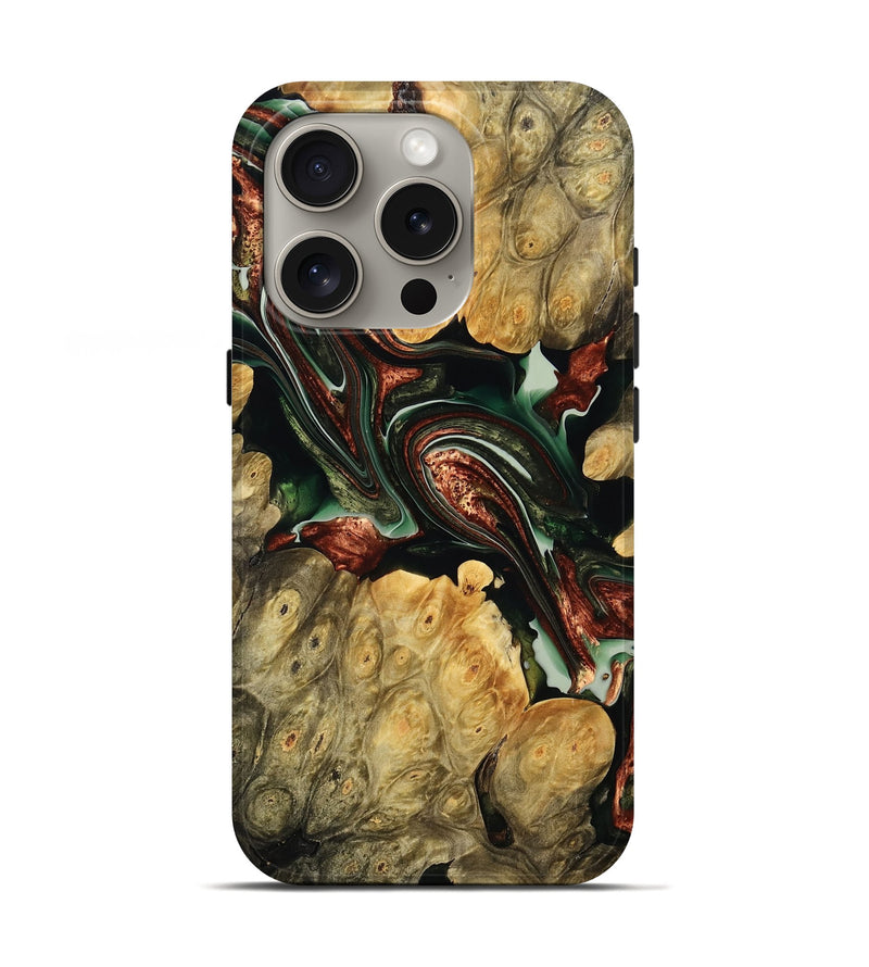 iPhone 16 Pro Wood Live Edge Phone Case - Aleah (Green, 768271)