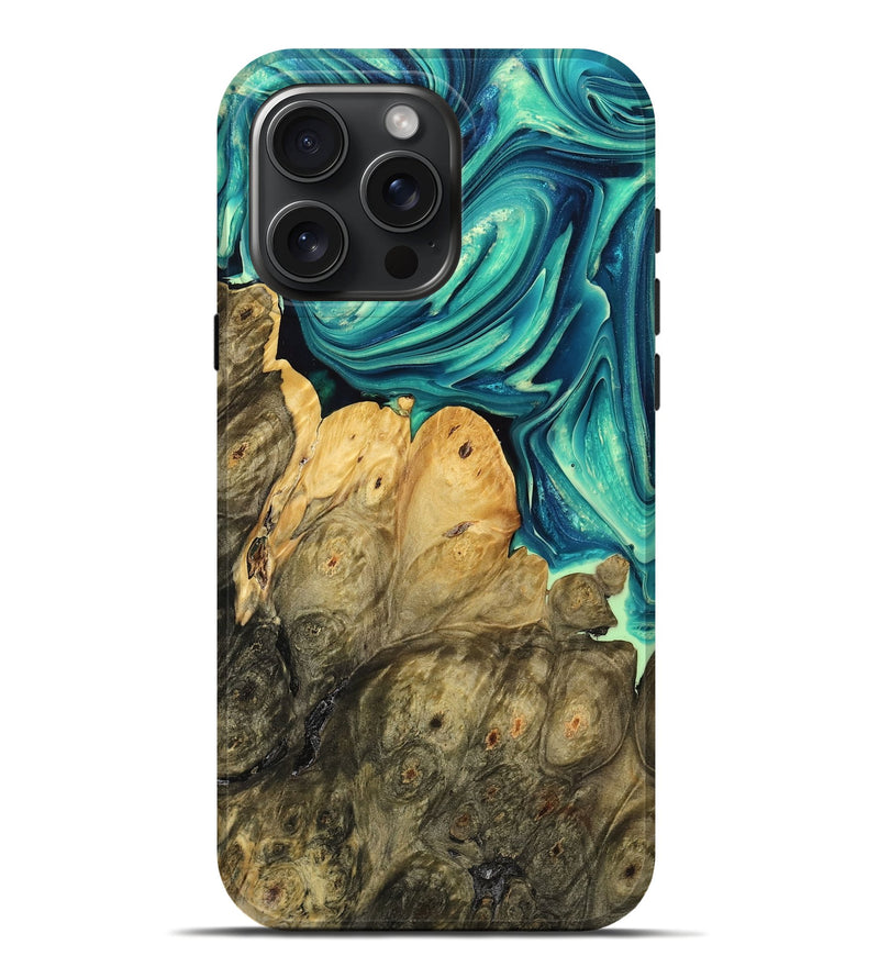 iPhone 16 Pro Max Wood Live Edge Phone Case - Suzette (Blue, 768281)