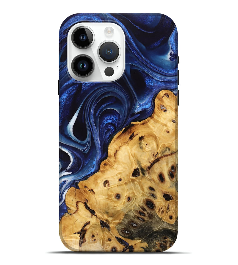 iPhone 15 Pro Max Wood Live Edge Phone Case - Luca (Blue, 768614)