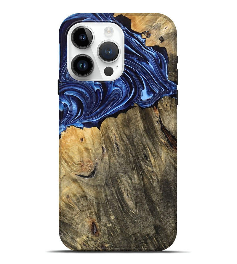 iPhone 15 Pro Max Wood Live Edge Phone Case - Latonya (Blue, 768620)