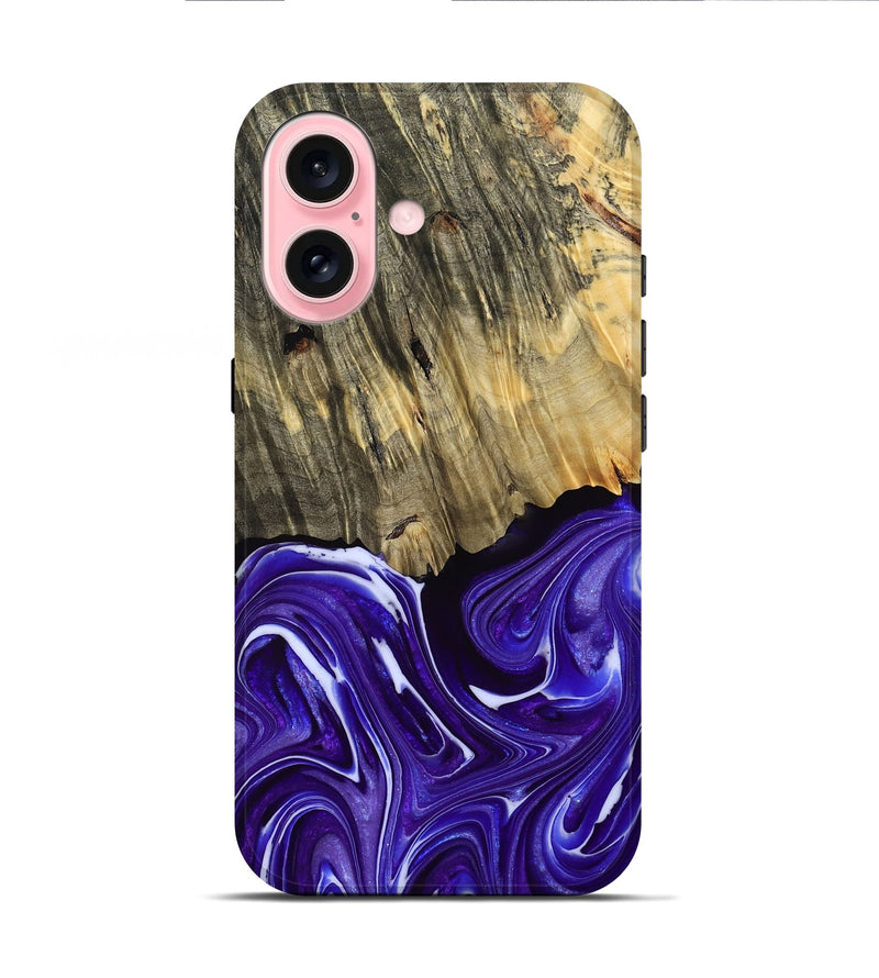 iPhone 16 Wood Live Edge Phone Case - Adelynn (Purple, 768624)