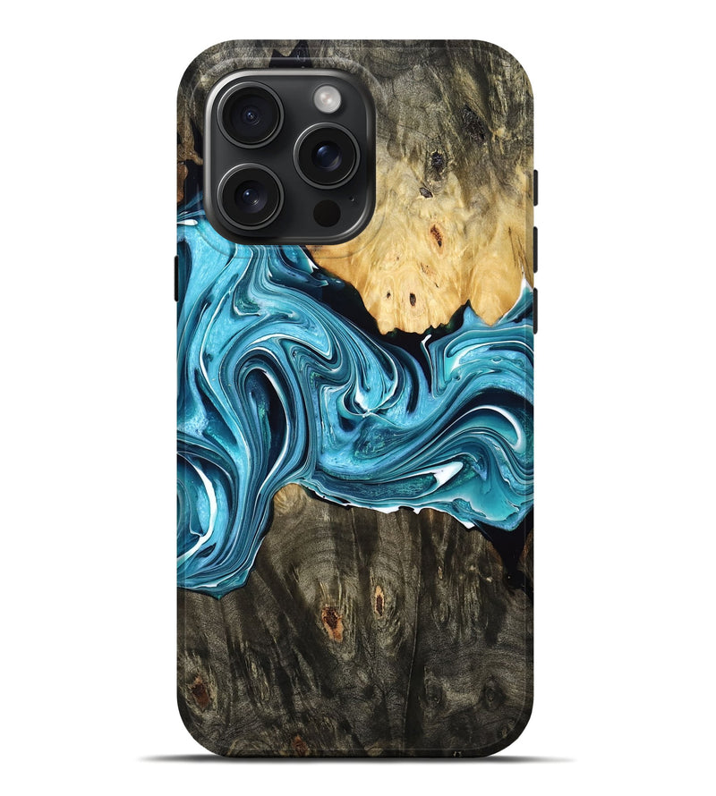iPhone 16 Pro Max Wood Live Edge Phone Case - Madonna (Blue, 768625)