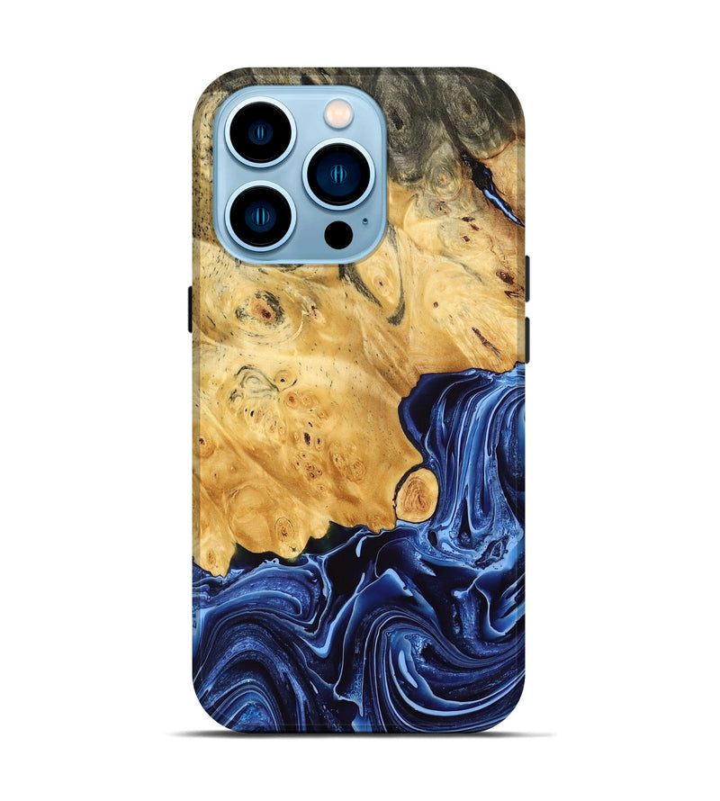 iPhone 14 Pro Wood Live Edge Phone Case - Lyndsay (Blue, 768635)