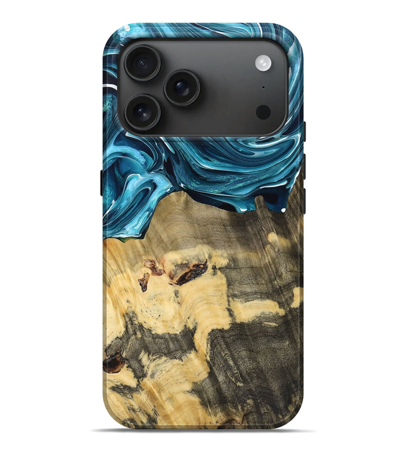 iPhone 17 Pro Max Wood Live Edge Phone Case - Demond (Blue, 768636)