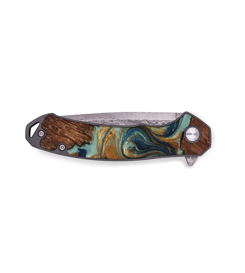 EDC Wood Pocket Knife - Kent (Teal & Gold, 769151)