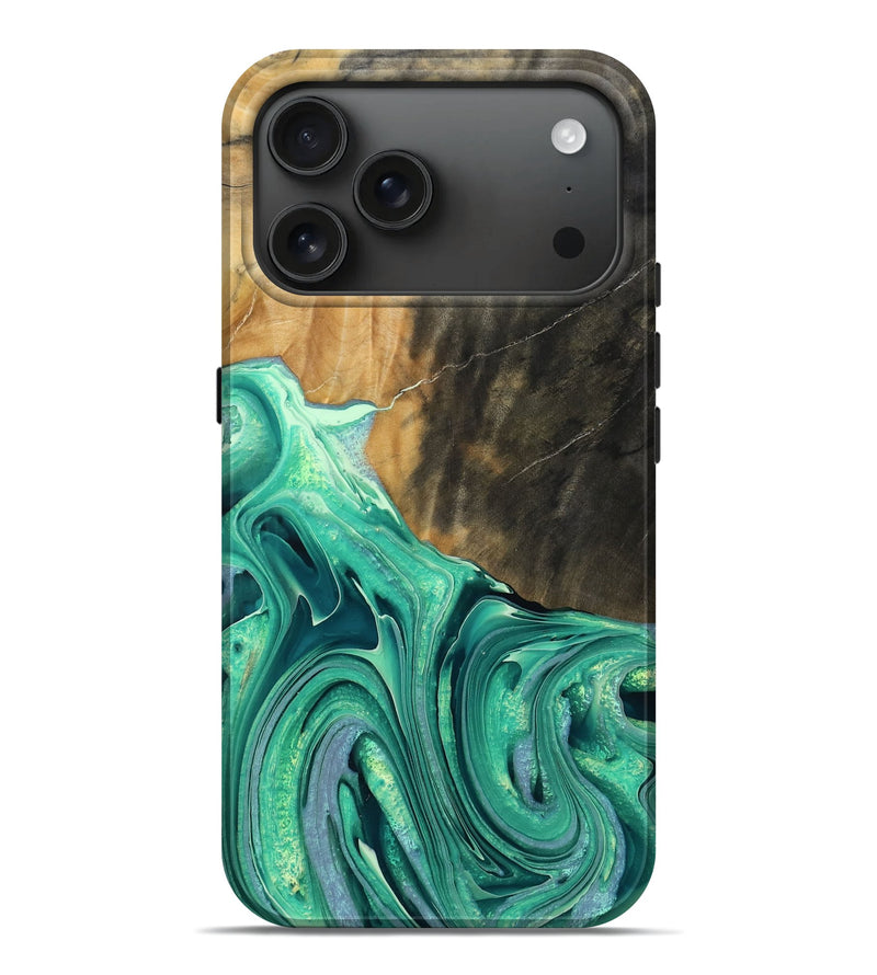 iPhone 17 Pro Max Wood Live Edge Phone Case - Danelle (Green, 769213)
