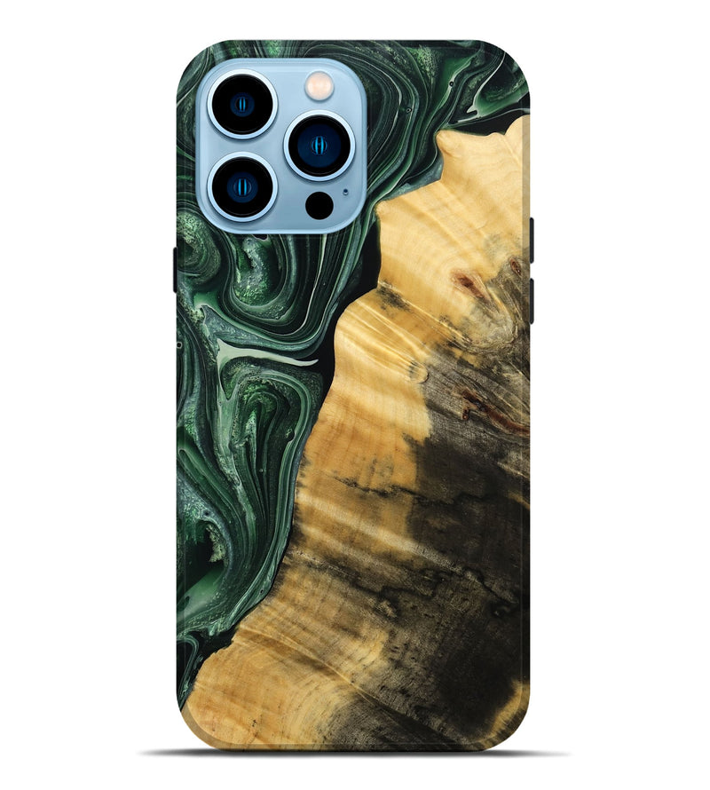 iPhone 14 Pro Max Wood Live Edge Phone Case - Briggs (Green, 769216)