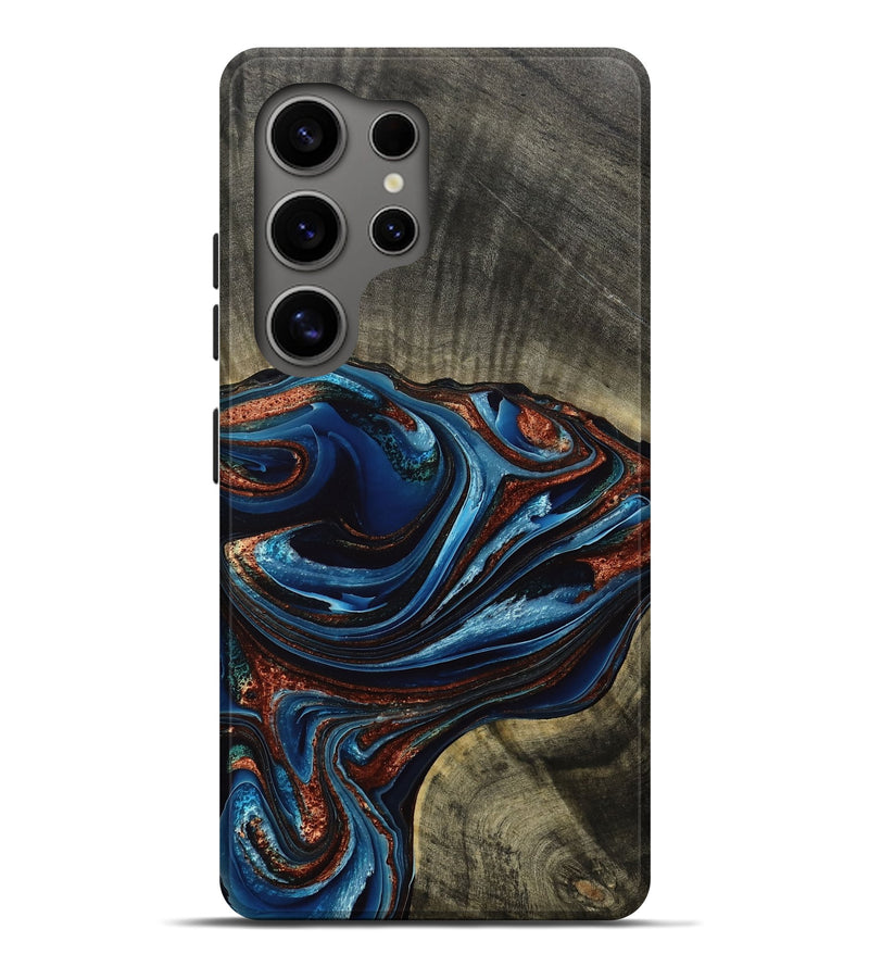 Galaxy S25 Ultra Wood Live Edge Phone Case - Matilda (Teal & Gold, 769219)