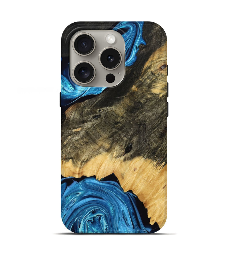 iPhone 16 Pro Wood Live Edge Phone Case - Cullen (Blue, 769250)