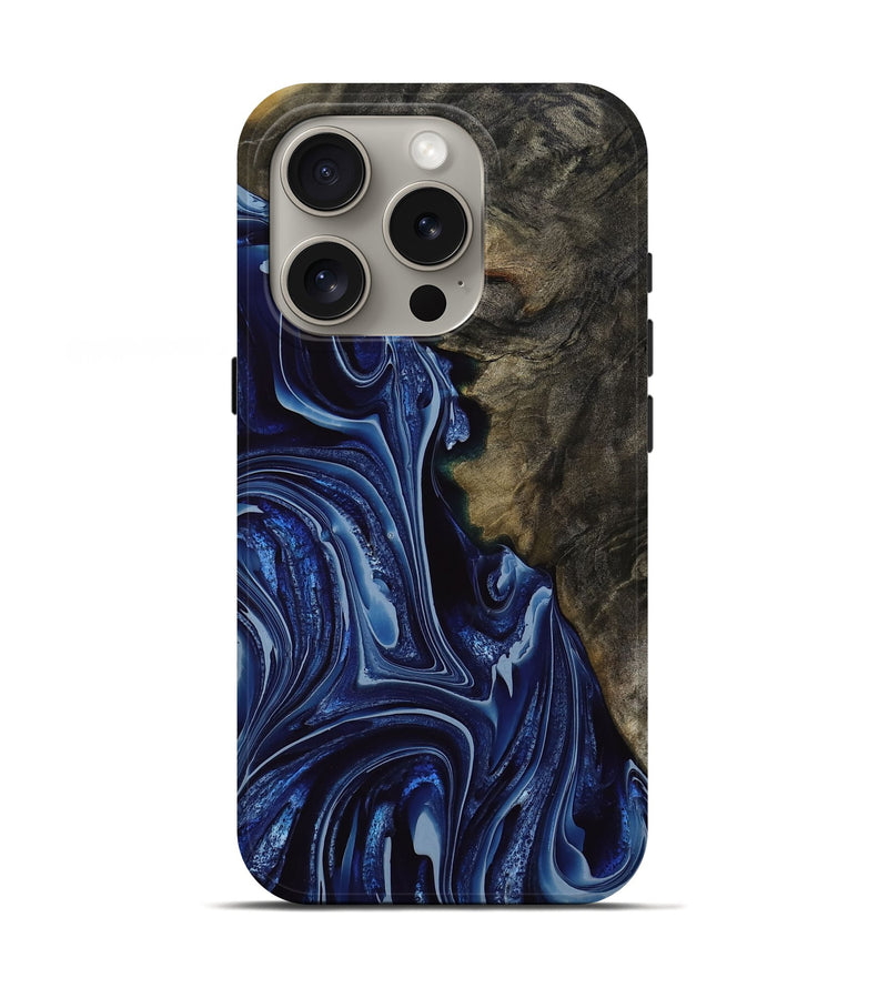 iPhone 16 Pro Wood Live Edge Phone Case - Sandi (Blue, 769605)