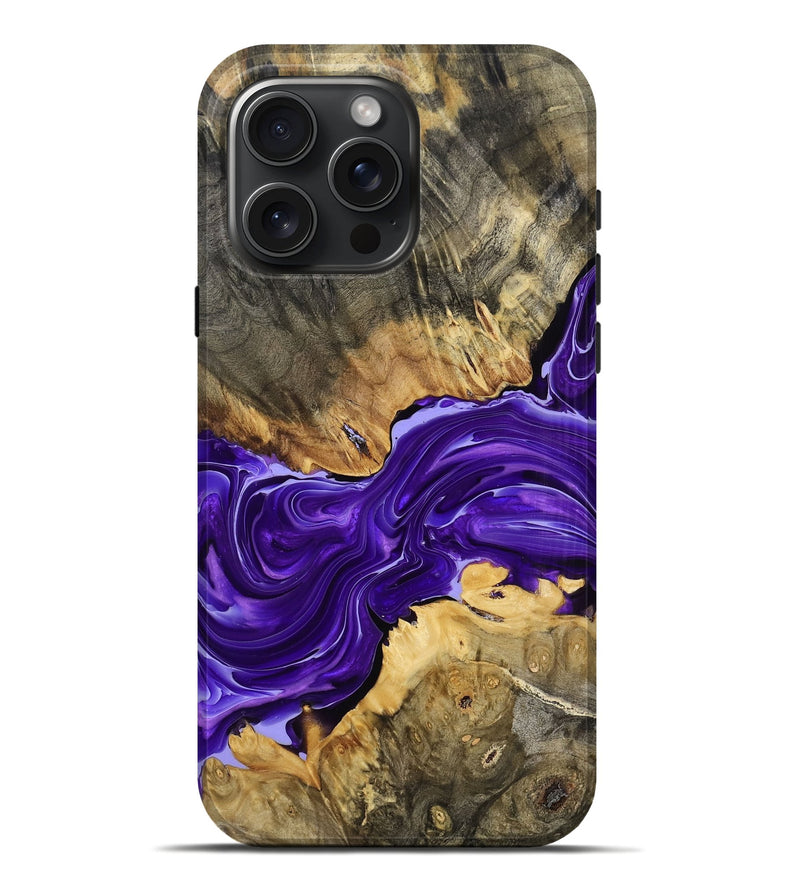 iPhone 16 Pro Max Wood Live Edge Phone Case - Reva (Purple, 769616)