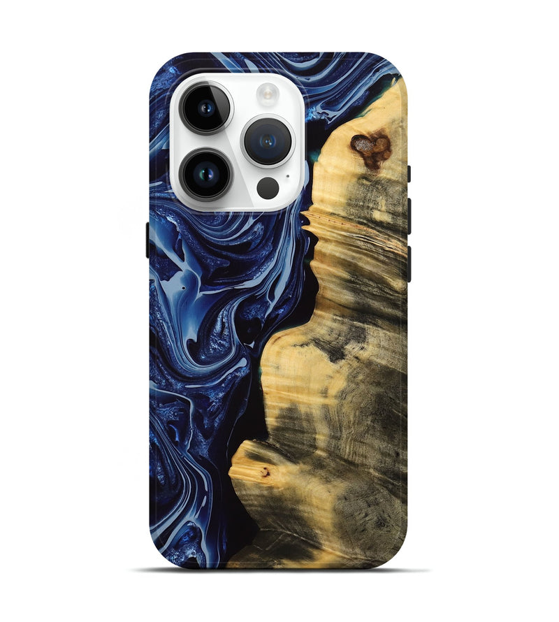 iPhone 15 Pro Wood Live Edge Phone Case - Kaiya (Blue, 769624)