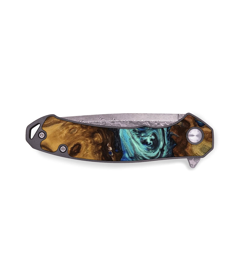 EDC Wood Pocket Knife - Gavyn (Teal & Gold, 769655)