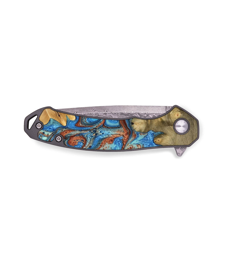 EDC Wood Pocket Knife - Idris (Teal & Gold, 769766)
