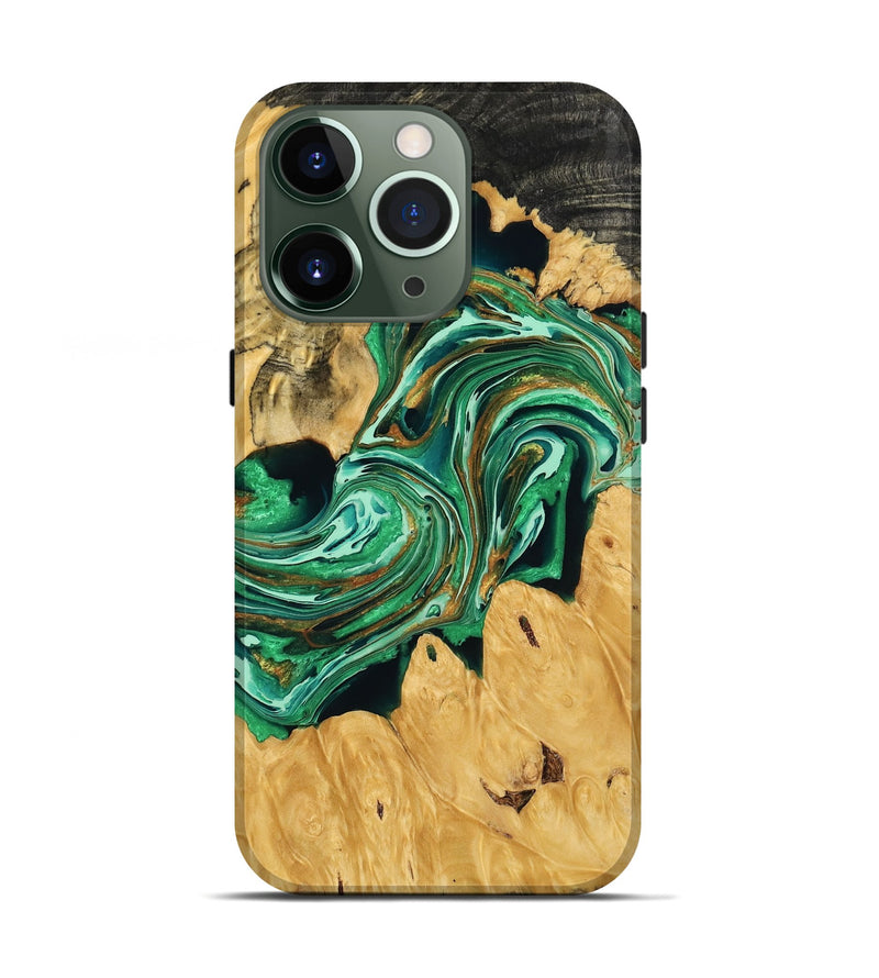 iPhone 13 Pro Wood Live Edge Phone Case - Roslyn (Green, 769885)
