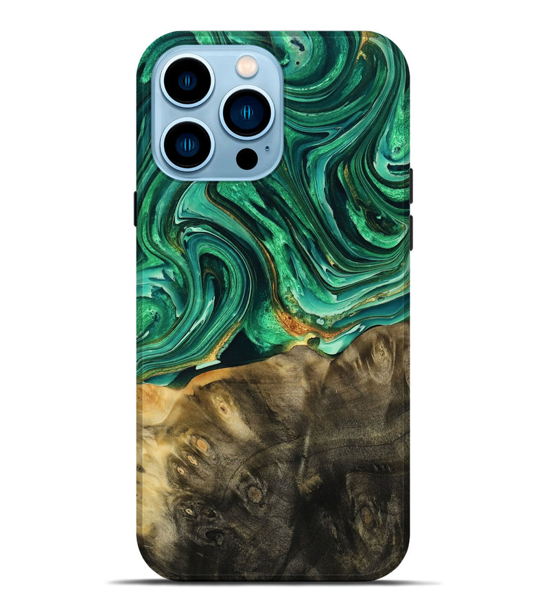 iPhone 14 Pro Max Wood Live Edge Phone Case - Wallace (Green, 769889)