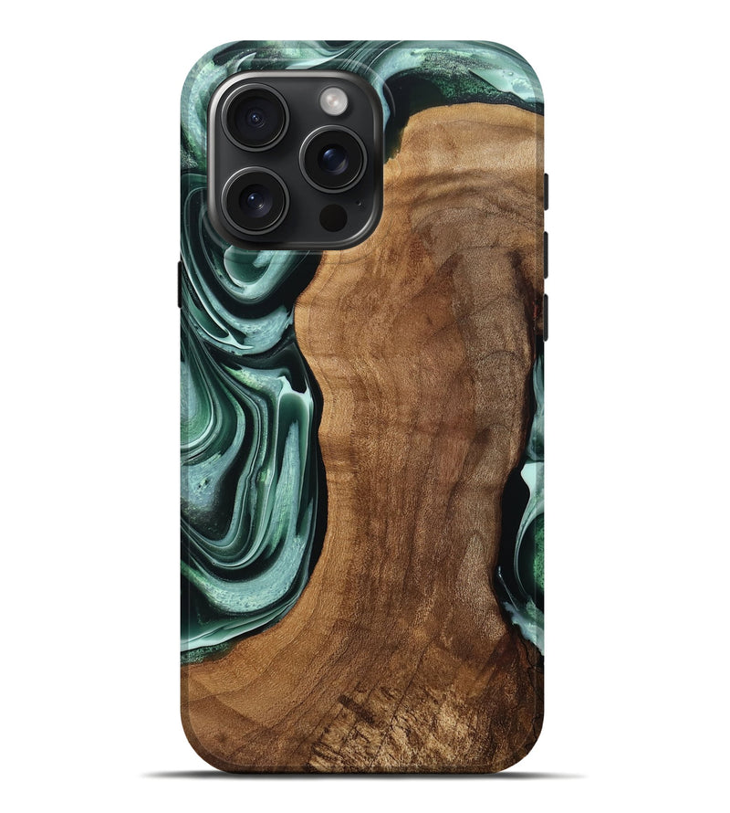 iPhone 16 Pro Max Wood Live Edge Phone Case - Kaylen (Green, 770025)