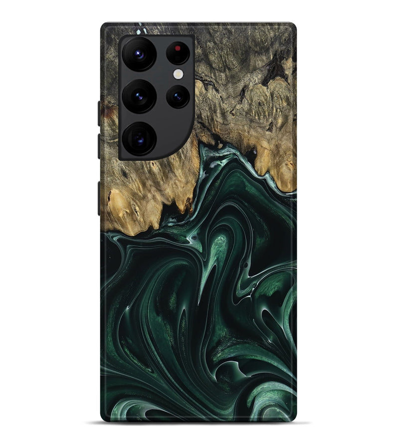 Galaxy S22 Ultra Wood Live Edge Phone Case - Hali (Green, 770027)