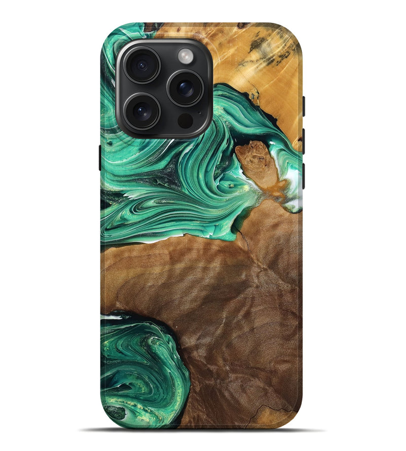 iPhone 16 Pro Max Wood Live Edge Phone Case - Hobart (Green, 770210)
