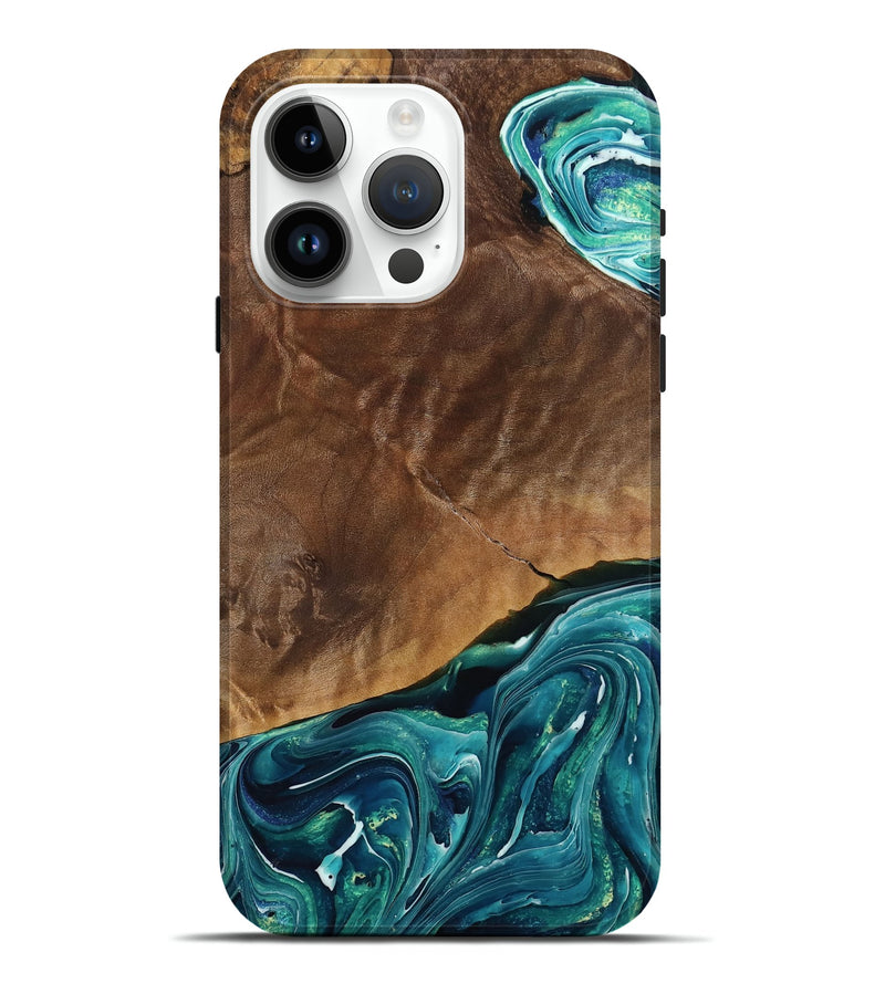 iPhone 15 Pro Max Wood Live Edge Phone Case - Arthur (Blue, 770214)