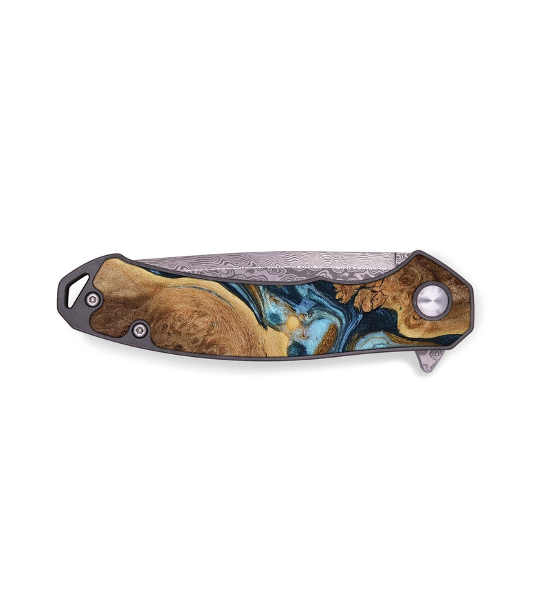 EDC Wood Pocket Knife - Itzel (Teal & Gold, 770462)