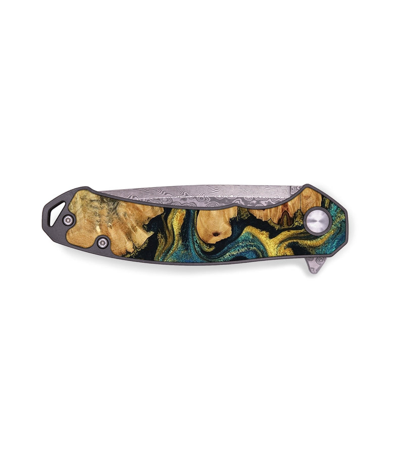 EDC Wood Pocket Knife - Lauryn (Teal & Gold, 770578)