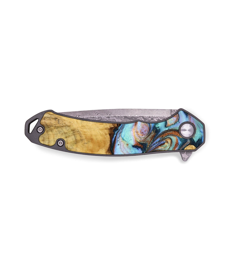 EDC Wood Pocket Knife - Tamie (Teal & Gold, 770644)