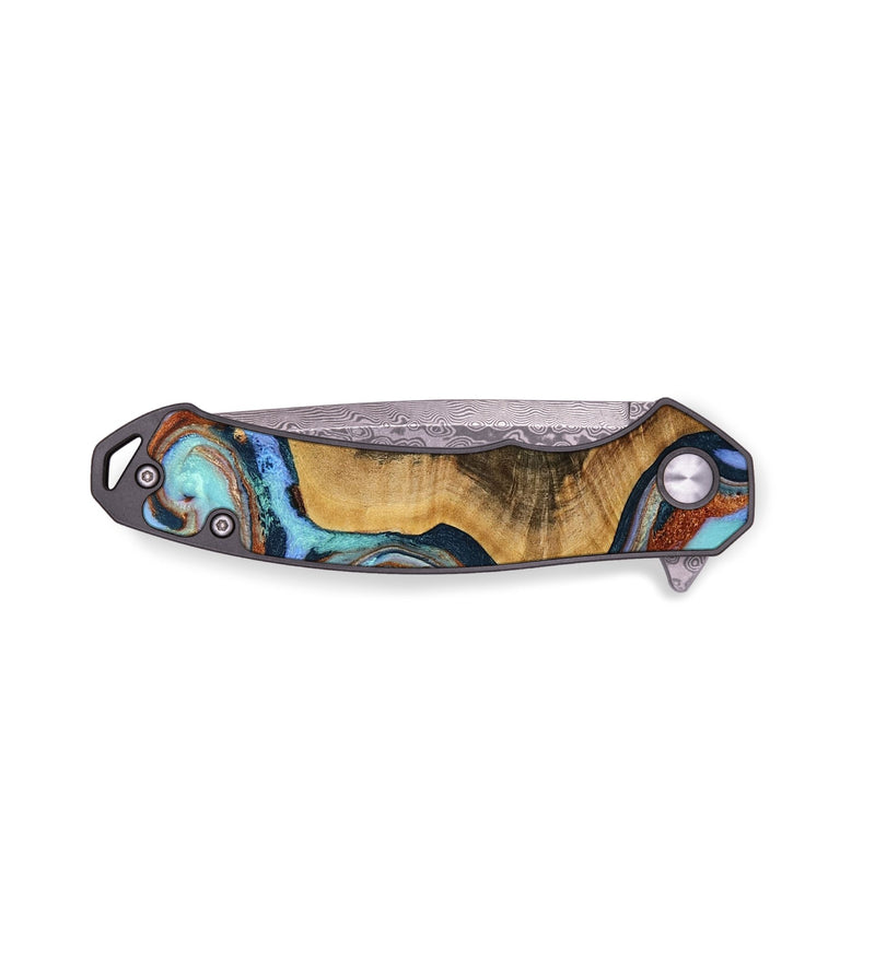 EDC Wood Pocket Knife - India (Teal & Gold, 770672)