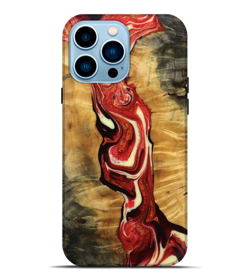 iPhone 14 Pro Max Wood Live Edge Phone Case - Lu (Red, 770765)