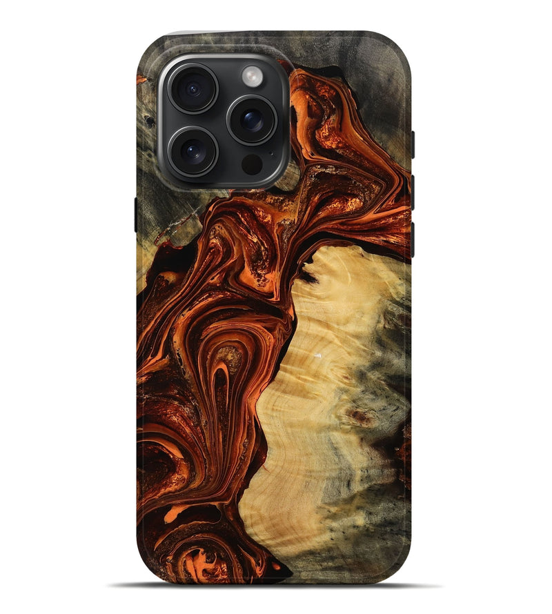 iPhone 16 Pro Max Wood Live Edge Phone Case - Araceli (Red, 770767)