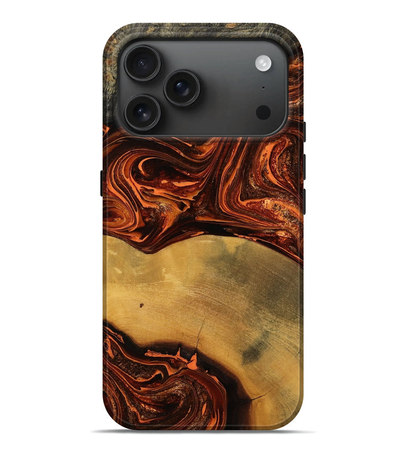 iPhone 17 Pro Max Wood Live Edge Phone Case - Aryan (Red, 770770)
