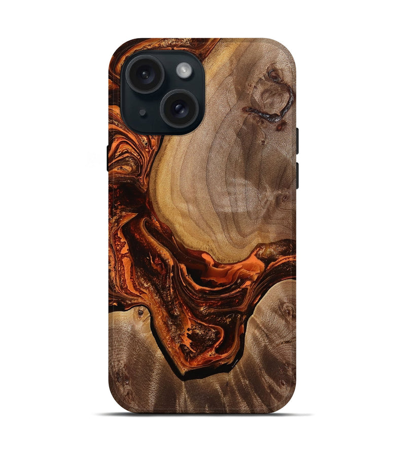 iPhone 15 Wood Live Edge Phone Case - Debrah (Red, 770771)