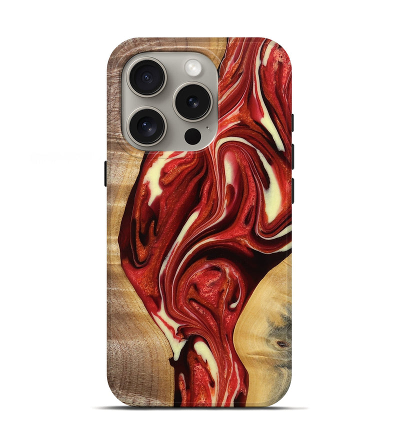iPhone 16 Pro Wood Live Edge Phone Case - Adele (Red, 770773)