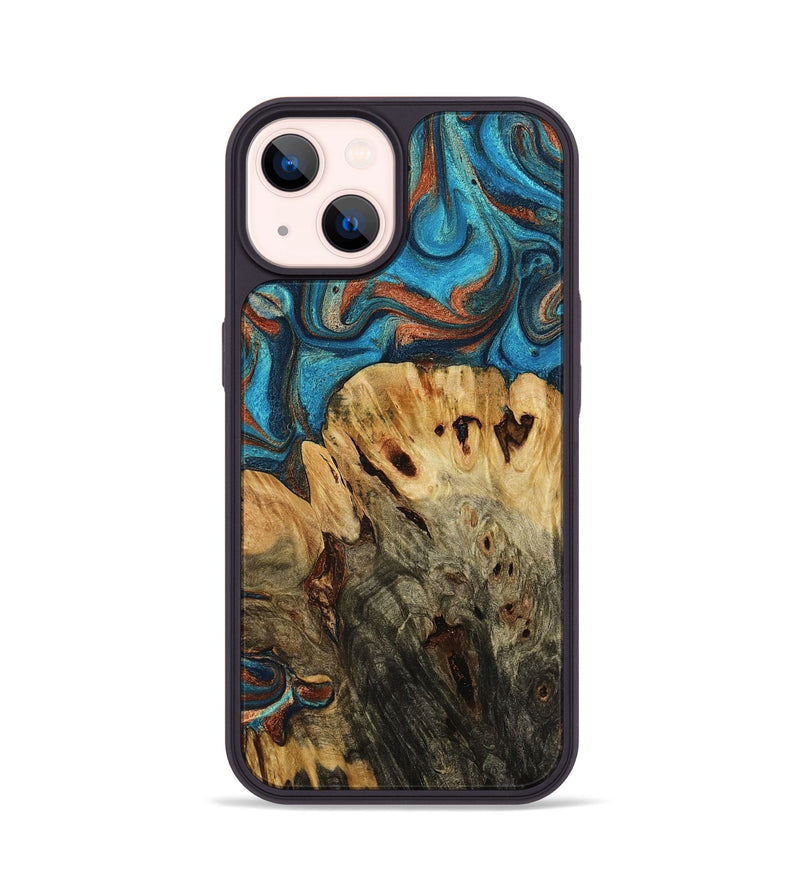 iPhone 14 Wood Phone Case - Francis (Teal & Gold, 770808)