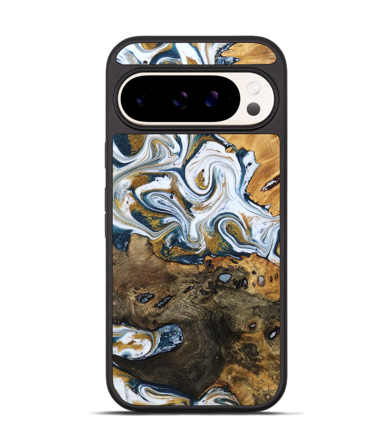 Pixel 9 Wood Phone Case - Gena (Teal & Gold, 771171)