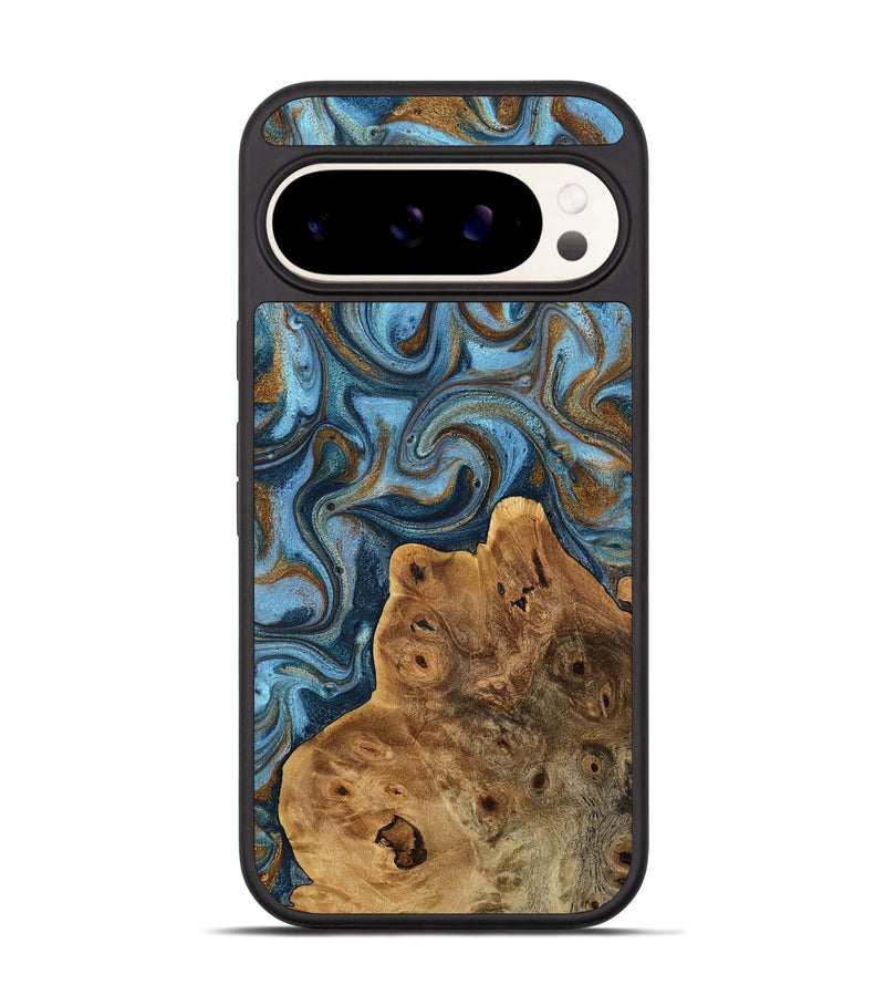 Pixel 9 Wood Phone Case - Cristy (Teal & Gold, 771175)
