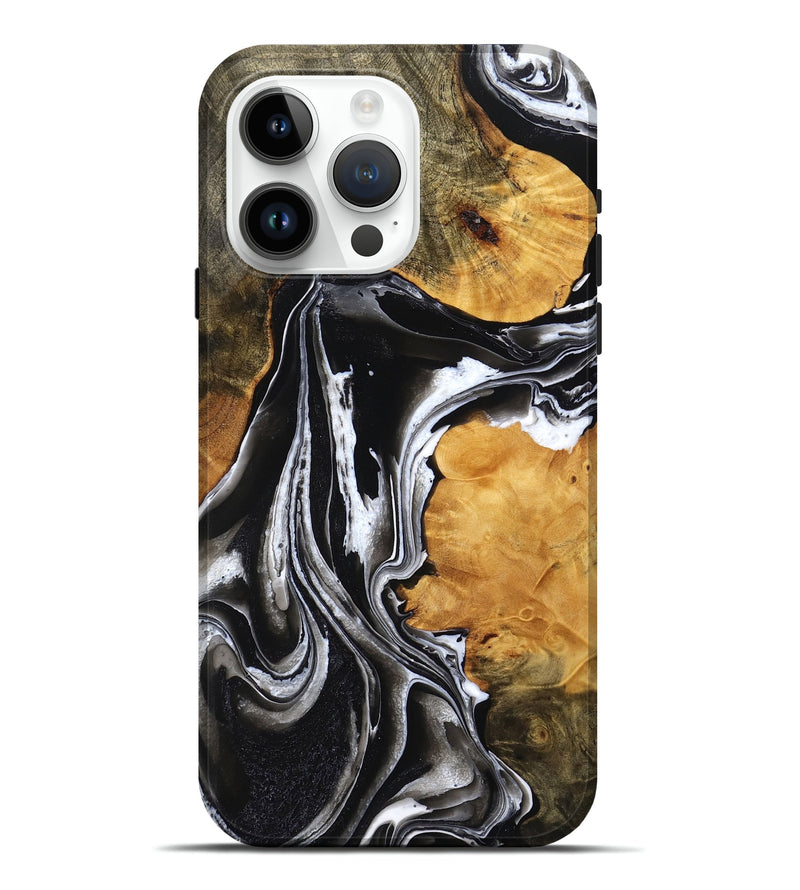 iPhone 15 Pro Max Wood Live Edge Phone Case - Jeff (Black & White, 771309)