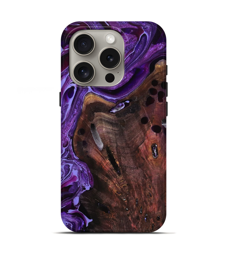 iPhone 16 Pro Wood Live Edge Phone Case - Gannon (Purple, 771322)
