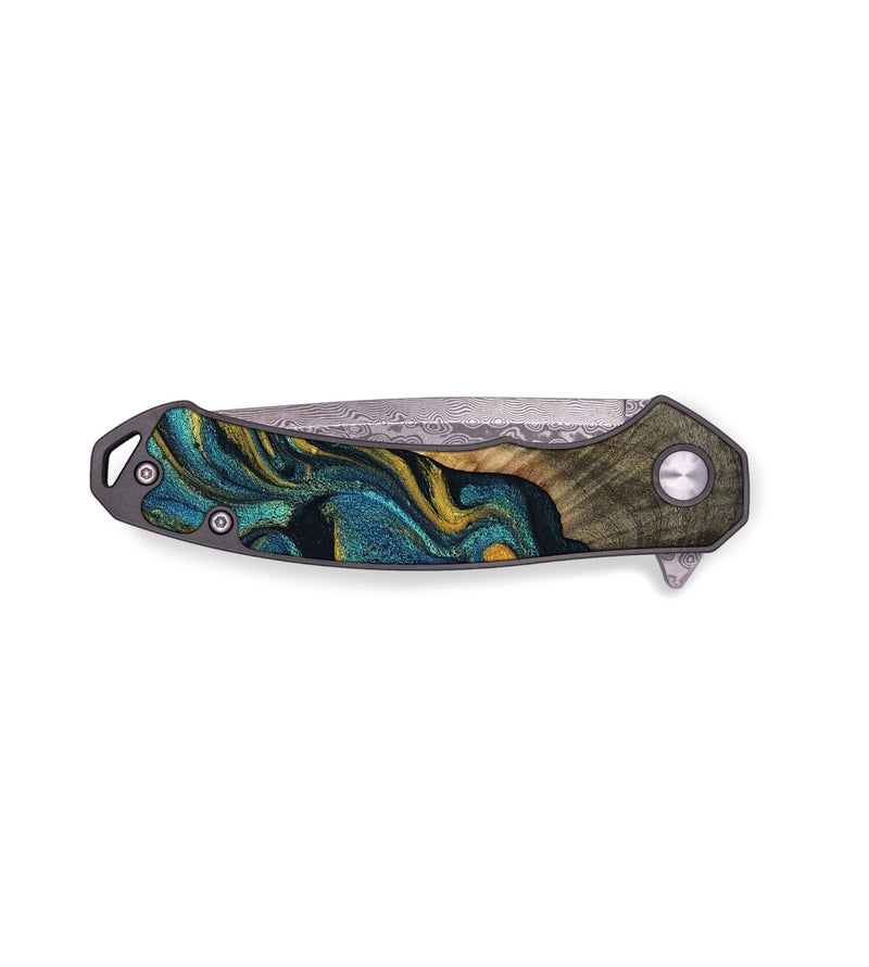 EDC Wood Pocket Knife - Major (Teal & Gold, 771498)