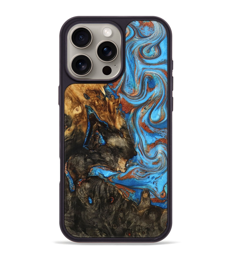 iPhone 16 Pro Max Wood Phone Case - Ike (Teal & Gold, 771600)