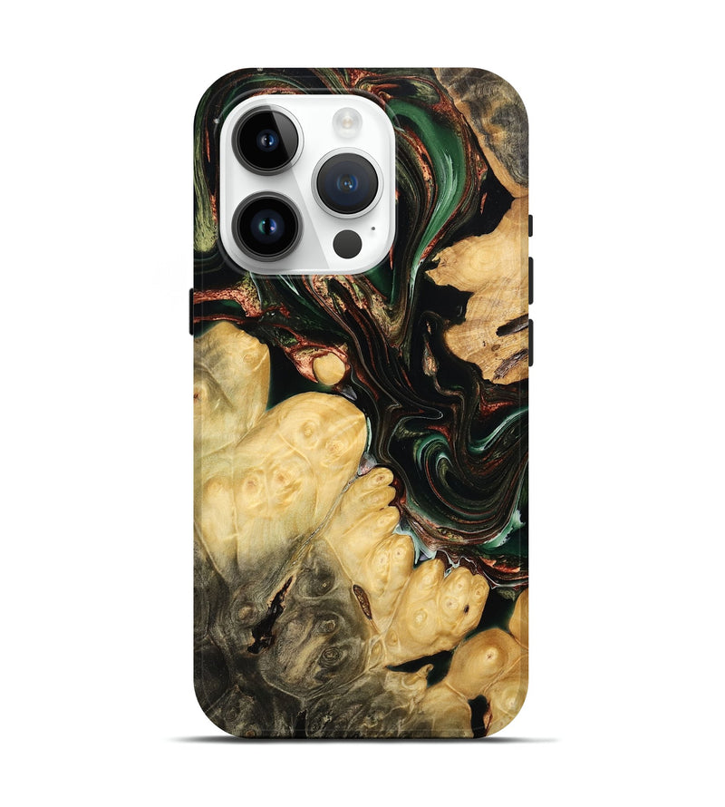 iPhone 15 Pro Wood Live Edge Phone Case - Brodie (Green, 771745)