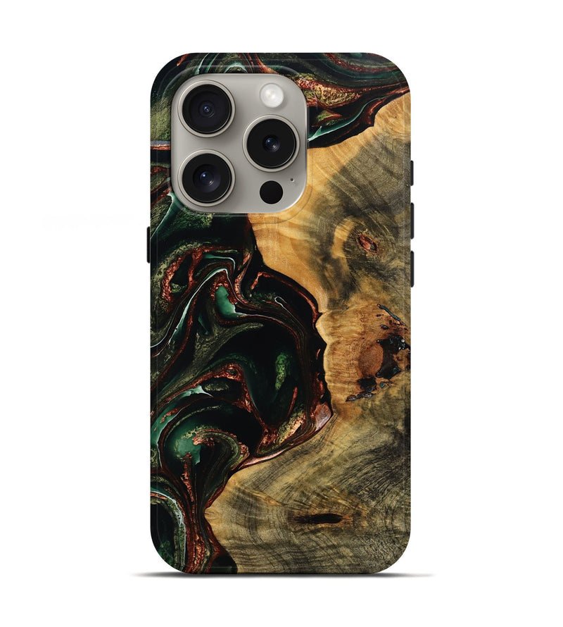 iPhone 16 Pro Wood Live Edge Phone Case - Jewel (Green, 771746)