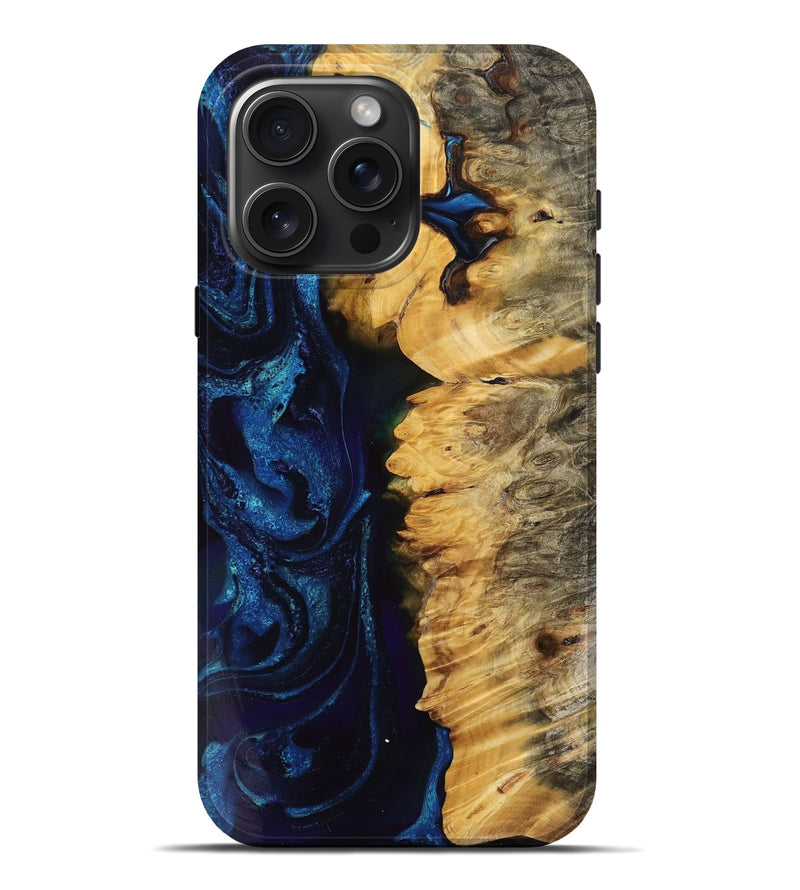 iPhone 16 Pro Max Wood Live Edge Phone Case - Tylor (Blue, 771947)