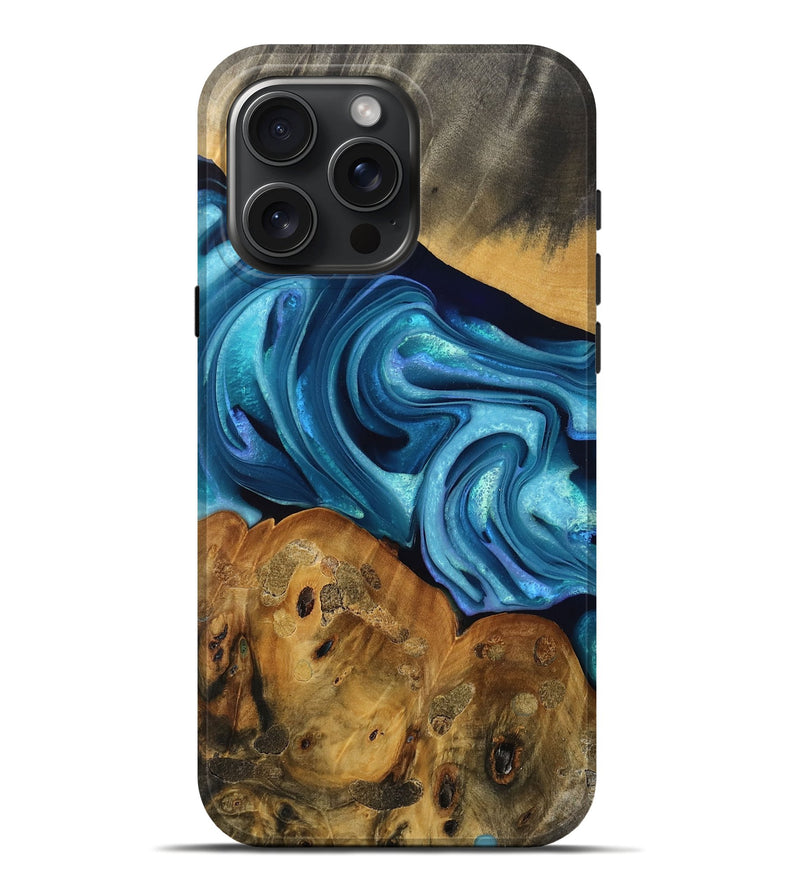 iPhone 16 Pro Max Wood Live Edge Phone Case - Dangelo (Blue, 771951)