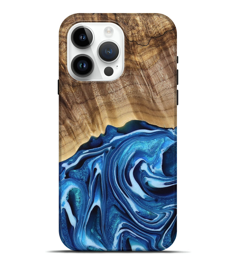 iPhone 15 Pro Max Wood Live Edge Phone Case - Judith (Blue, 771960)