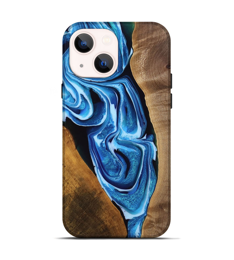 iPhone 14 Wood Live Edge Phone Case - Everly (Blue, 771961)