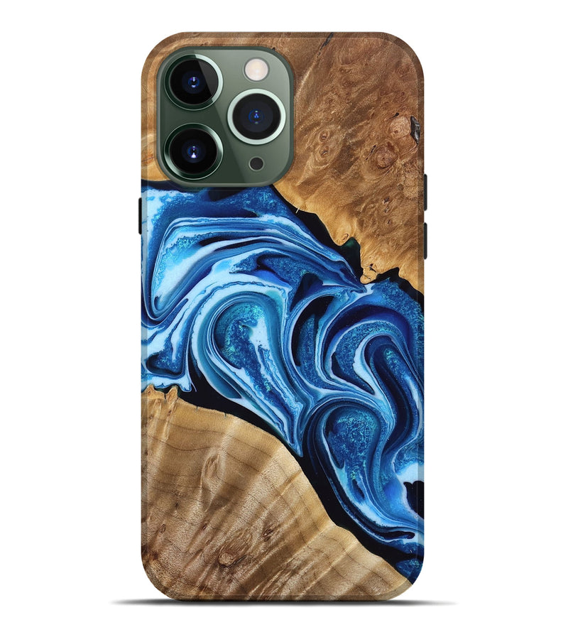 iPhone 13 Pro Max Wood Live Edge Phone Case - Anais (Blue, 771962)