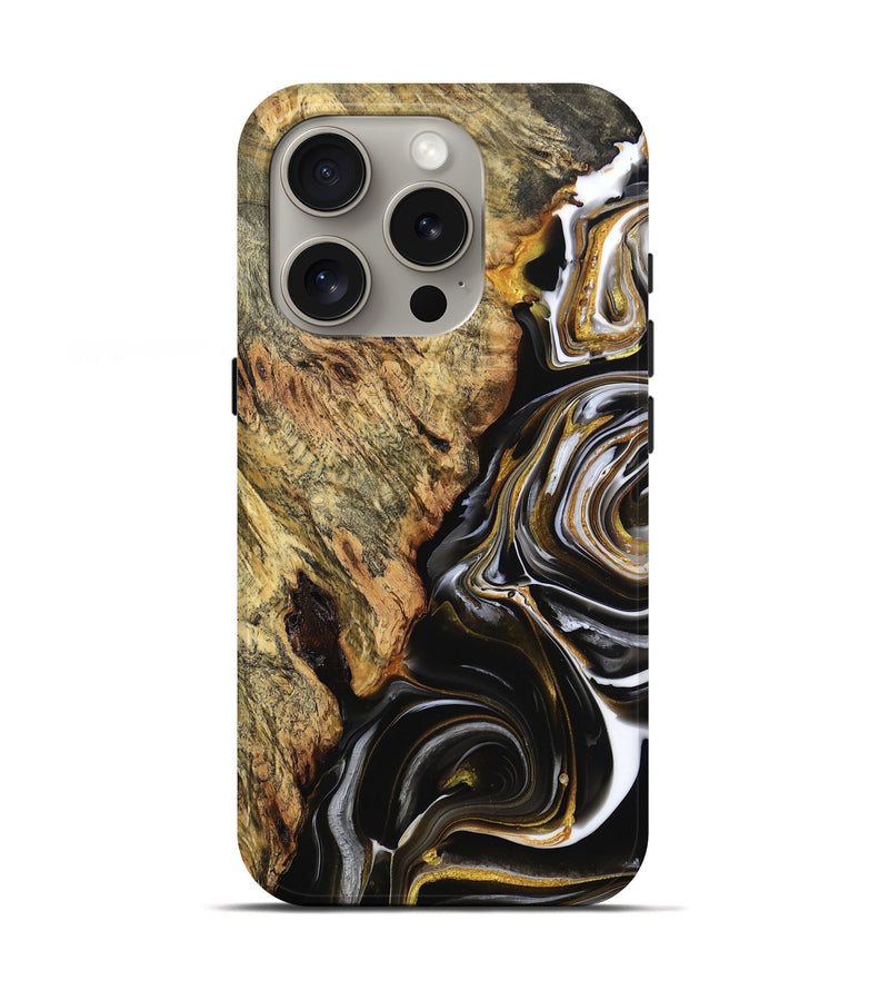 iPhone 16 Pro Wood Live Edge Phone Case - Titus (Black & White, 772509)