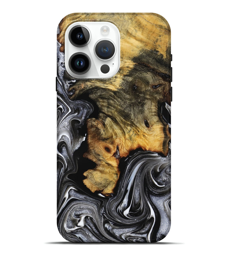 iPhone 15 Pro Max Wood Live Edge Phone Case - Arlet (Black & White, 772525)