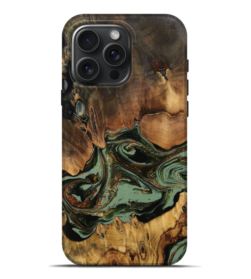iPhone 16 Pro Max Wood Live Edge Phone Case - Hailey (Green, 772921)